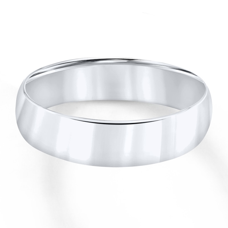 Wedding Band 14K White Gold 6mm