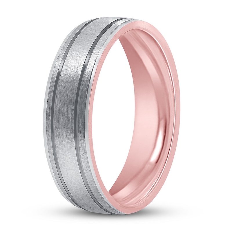 Main Image 2 of Wedding Band Platinum/18K Rose Gold 6mm