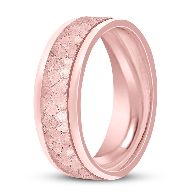 Main Image 2 of Men's Hammered Wedding Band 14K Rose Gold 7mm