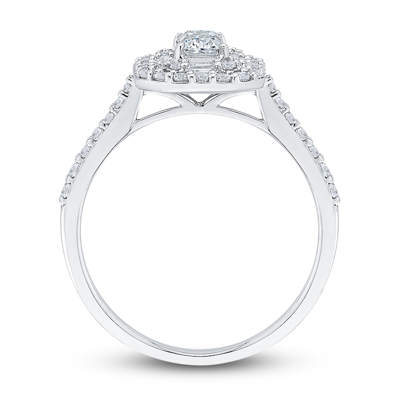 Main Image 3 of Diamond Engagement Ring 7/8 ct tw Emerald/Round 14K White Gold