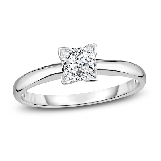 Diamond Solitaire Engagement Ring 1/3 ct tw Princess 14K White Gold (I2/I)