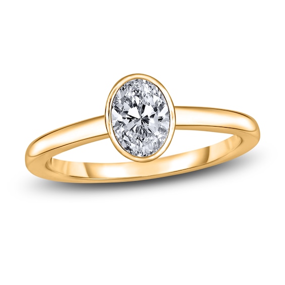 Diamond Solitaire Engagement Ring 1-1/2 ct tw Bezel-Set Oval 14K Yellow Gold (I2/I)