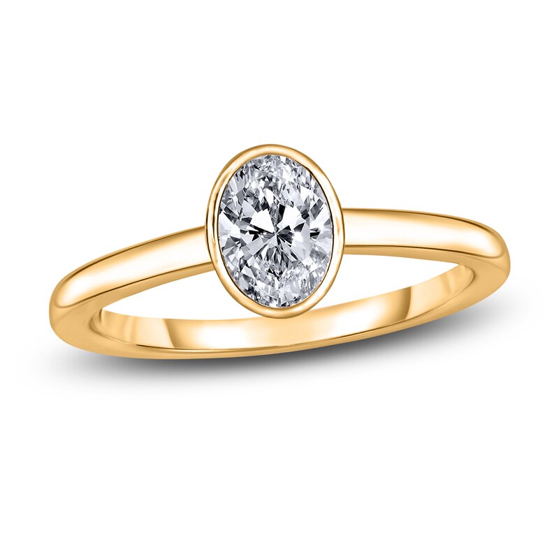 Main Image 1 of Diamond Solitaire Engagement Ring 1-1/2 ct tw Bezel-Set Oval 14K Yellow Gold (I2/I)