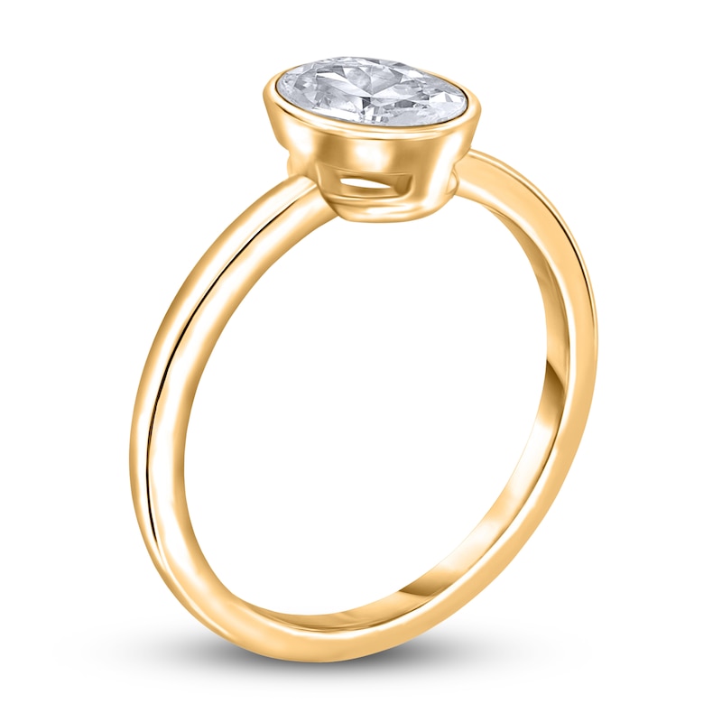 Main Image 2 of Diamond Solitaire Engagement Ring 1-1/2 ct tw Bezel-Set Oval 14K Yellow Gold (I2/I)
