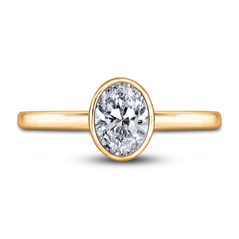 Main Image 3 of Diamond Solitaire Engagement Ring 1-1/2 ct tw Bezel-Set Oval 14K Yellow Gold (I2/I)