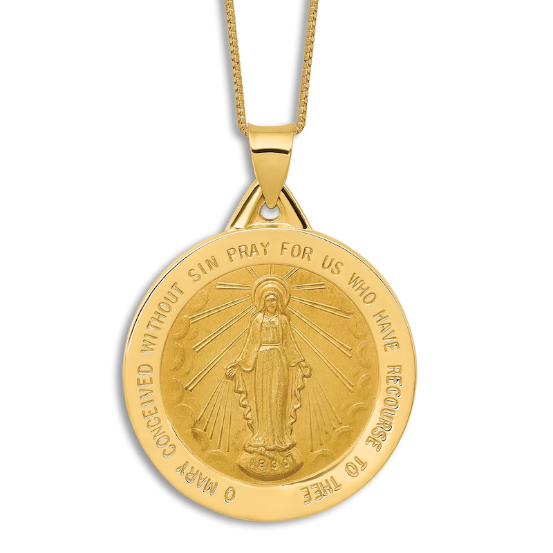 Main Image 1 of Religious Medal Pendant Necklace 14K Yellow Gold 18"