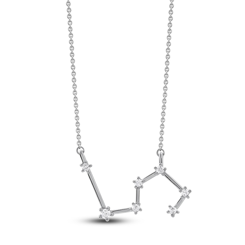 Main Image 1 of Diamond Leo Constellation Necklace 1/6 ct tw Round 14K White Gold
