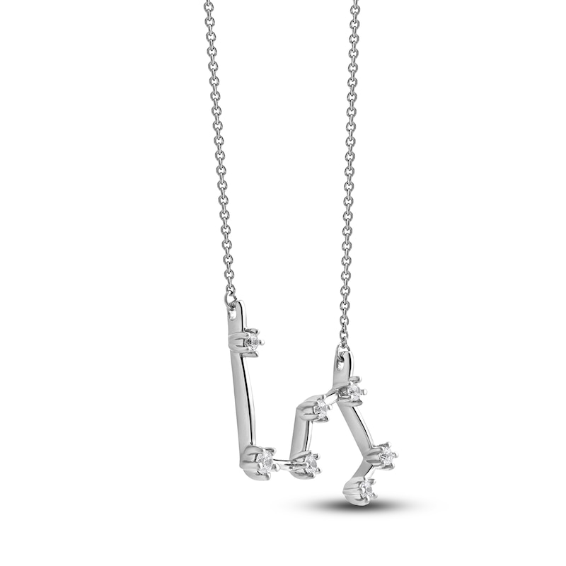 Main Image 2 of Diamond Leo Constellation Necklace 1/6 ct tw Round 14K White Gold