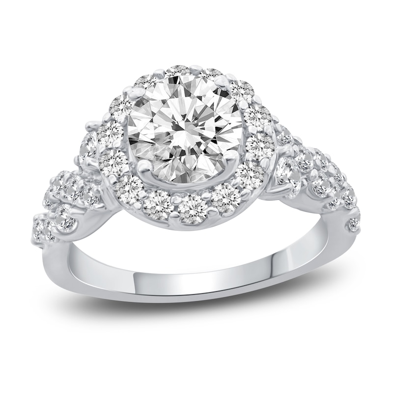 Diamond Engagement Ring 2-1/2 ct tw Round 14K White Gold