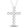 Thumbnail Image 1 of Diamond Cross Pendant Necklace 2-3/4 ct tw Round 14K White Gold 18"
