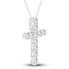 Thumbnail Image 1 of Diamond Cross Pendant Necklace 2-3/4 ct tw Round 14K White Gold 18"