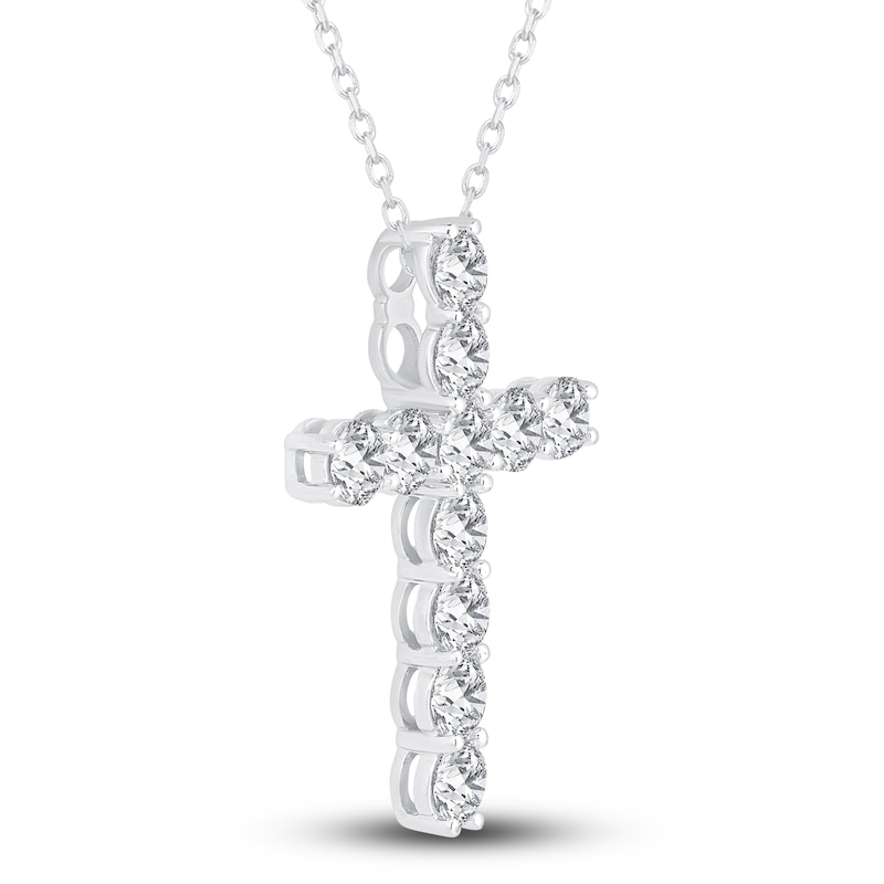 Diamond Cross Pendant Necklace 2-3/4 ct tw Round 14K White Gold 18\