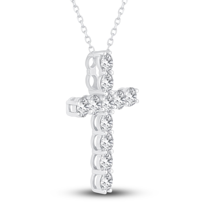 Diamond Cross Pendant Necklace 2-3/4 ct tw Round 14K White Gold 18"