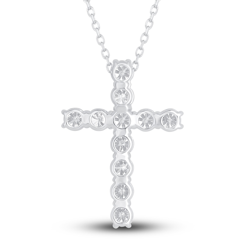 Diamond Cross Pendant Necklace 2-3/4 ct tw Round 14K White Gold 18"