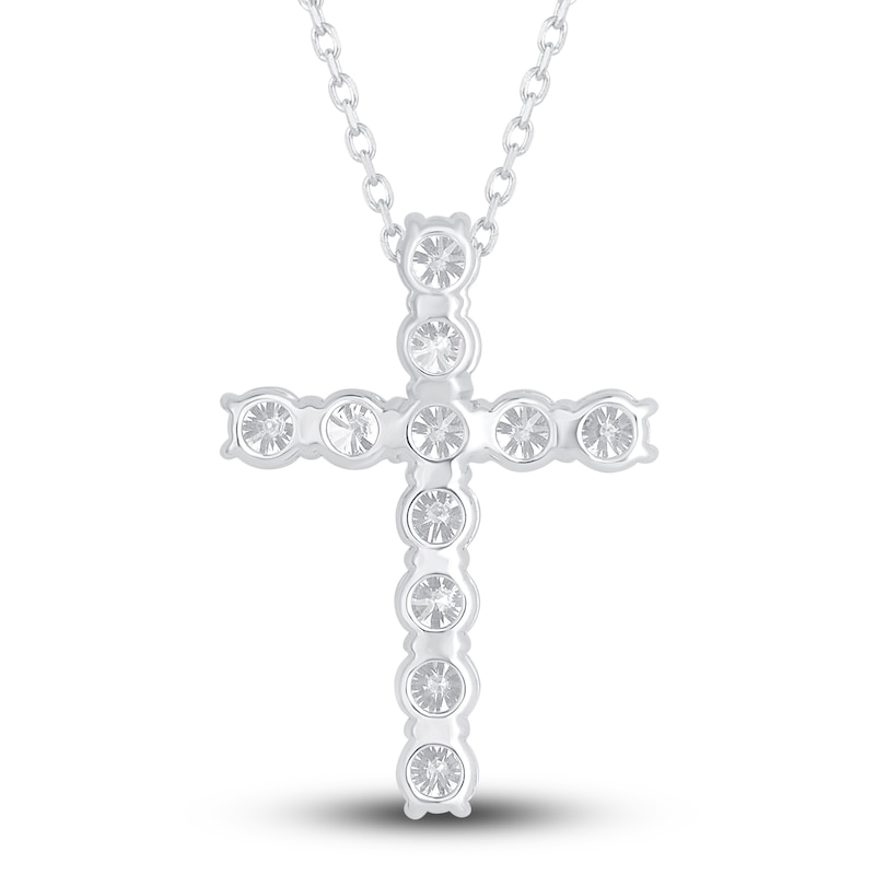 Main Image 3 of Diamond Cross Pendant Necklace 2-3/4 ct tw Round 14K White Gold 18"