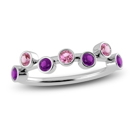 Juliette Maison Natural Pink Tourmaline & Natural Amethyst Ring 10K White Gold