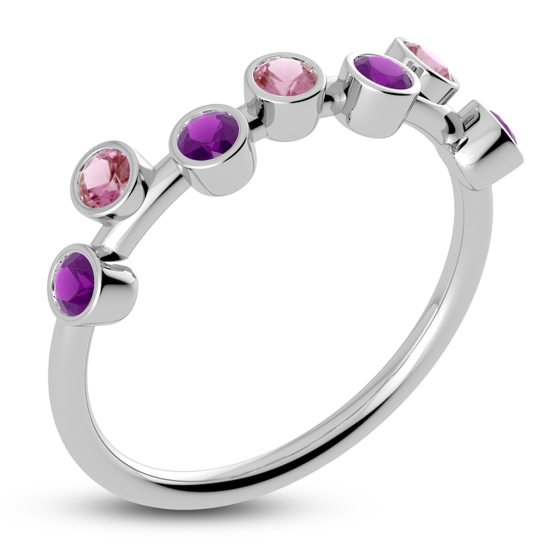 Main Image 2 of Juliette Maison Natural Pink Tourmaline & Natural Amethyst Ring 10K White Gold