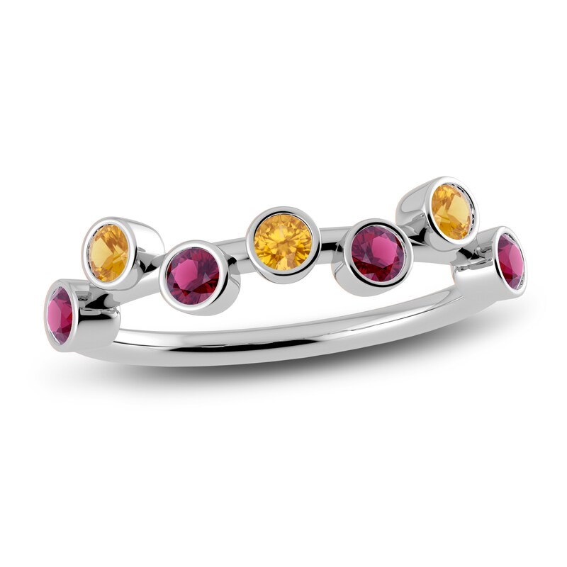 Main Image 1 of Juliette Maison Natural Citrine & Natural Rhodolite Garnet Ring 10K White Gold