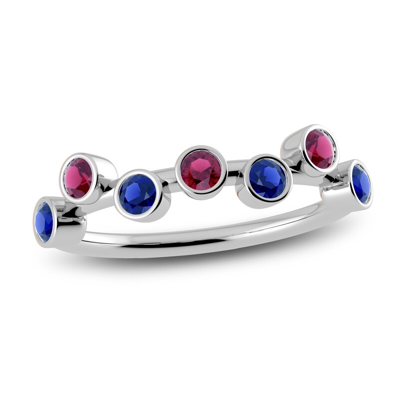 Main Image 1 of Juliette Maison Natural Blue Sapphire & Natural Rhodolite Garnet Ring 10K White Gold