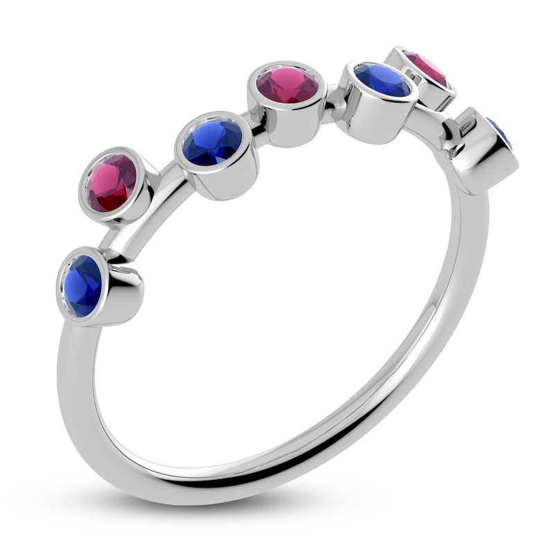 Main Image 2 of Juliette Maison Natural Blue Sapphire & Natural Rhodolite Garnet Ring 10K White Gold