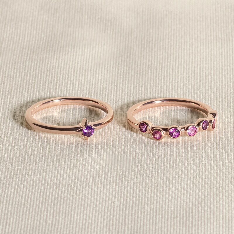 Main Image 4 of Juliette Maison Natural Blue Sapphire & Natural Rhodolite Garnet Ring 10K White Gold