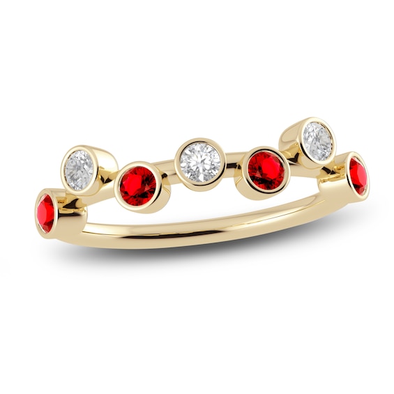 Juliette Maison Natural Ruby & Natural White Sapphire Ring 10K Yellow Gold
