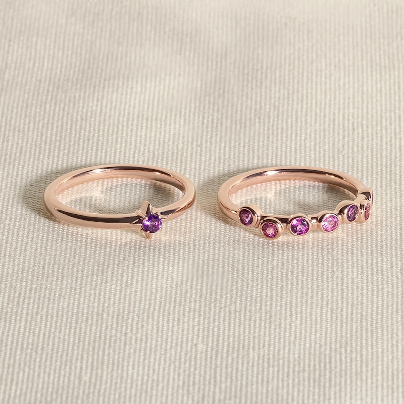 Main Image 4 of Juliette Maison Natural Rhodolite Garnet Starburst Ring 10K Rose Gold