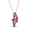 Thumbnail Image 1 of Le Vian Wrapped In Chocolate Natural Pink Sapphire Necklace 1/6 ct tw Diamonds 14K Strawberry Gold 19"