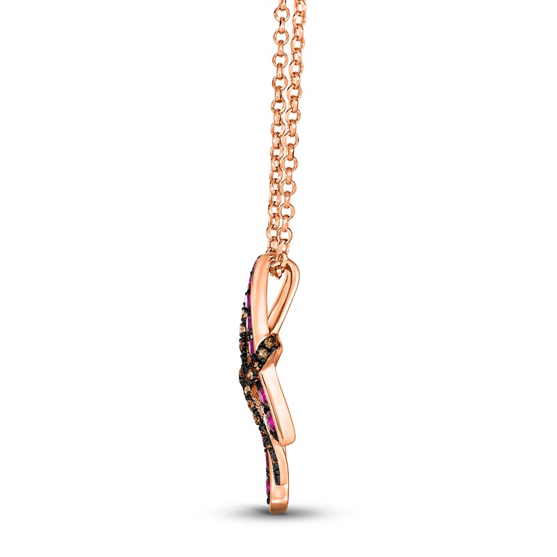 Main Image 2 of Le Vian Wrapped In Chocolate Natural Pink Sapphire Necklace 1/6 ct tw Diamonds 14K Strawberry Gold 19"