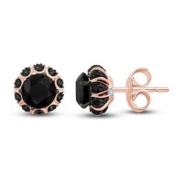 Pnina Tornai Black Diamond Stud Earrings 2-1/2 ct tw Round 14K Rose Gold