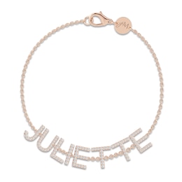 Juliette Maison Diamond Station Name Bracelet 1-1/8 ct tw Round 10K Rose Gold