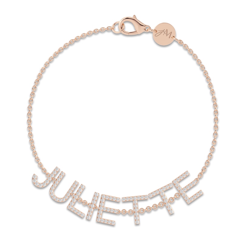Main Image 1 of Juliette Maison Diamond Station Name Bracelet 1-1/8 ct tw Round 10K Rose Gold