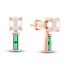 Juliette Maison Natural Emerald Baguette and Cultured Freshwater Pearl Earrings 10K Rose Gold