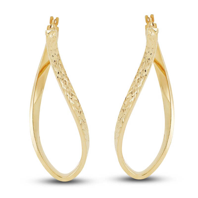 Dangle Hoop Earrings 10K Yellow Gold