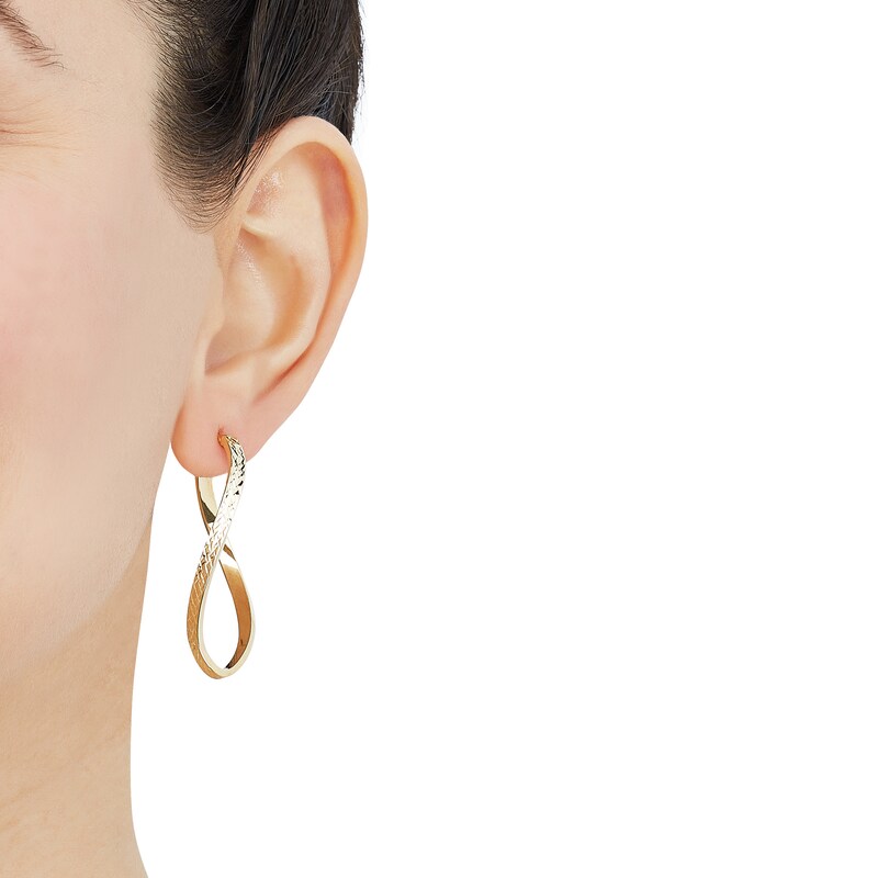 Dangle Hoop Earrings 10K Yellow Gold