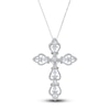 Thumbnail Image 1 of Diamond Cross Pendant Necklace 1 ct tw Round/Marquise 14K White Gold 18"