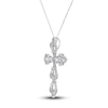 Thumbnail Image 2 of Diamond Cross Pendant Necklace 1 ct tw Round/Marquise 14K White Gold 18"