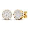 Thumbnail Image 1 of Lab-Grown Diamond Halo Earrings 1-1/2 ct tw Round 14K Yellow Gold