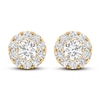 Thumbnail Image 4 of Lab-Grown Diamond Halo Earrings 1-1/2 ct tw Round 14K Yellow Gold