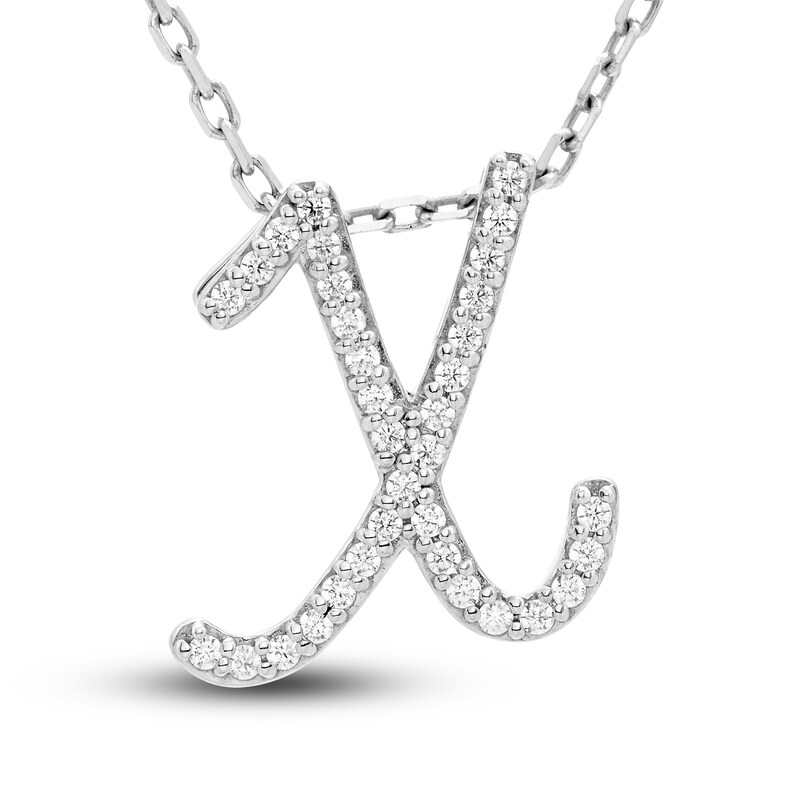 Diamond Initial X Pendant Necklace 1/10 ct tw Round 10K White Gold Jared