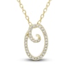 Thumbnail Image 1 of Diamond Initial O Pendant Necklace 1/10 ct tw Round 10K Yellow Gold 18"