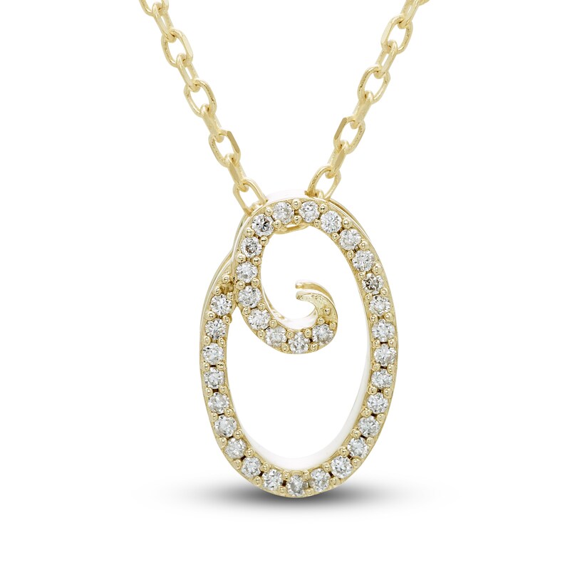 Main Image 1 of Diamond Initial O Pendant Necklace 1/10 ct tw Round 10K Yellow Gold 18"