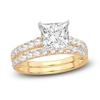 Thumbnail Image 1 of Lab-Grown Diamond Bridal Set 3 ct tw Princess/Round 14K Yellow Gold