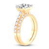 Lab-Created Diamond Bridal Set 3 ct tw Princess/Round 14K Yellow Gold