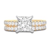 Lab-Created Diamond Bridal Set 3 ct tw Princess/Round 14K Yellow Gold
