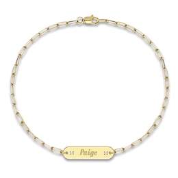 Personalized ID Bracelet Diamond Accent Yellow Gold-Plated Sterling Silver 7.5"
