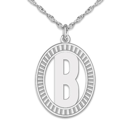 Initial Pendant Necklace 14K White Gold 18"