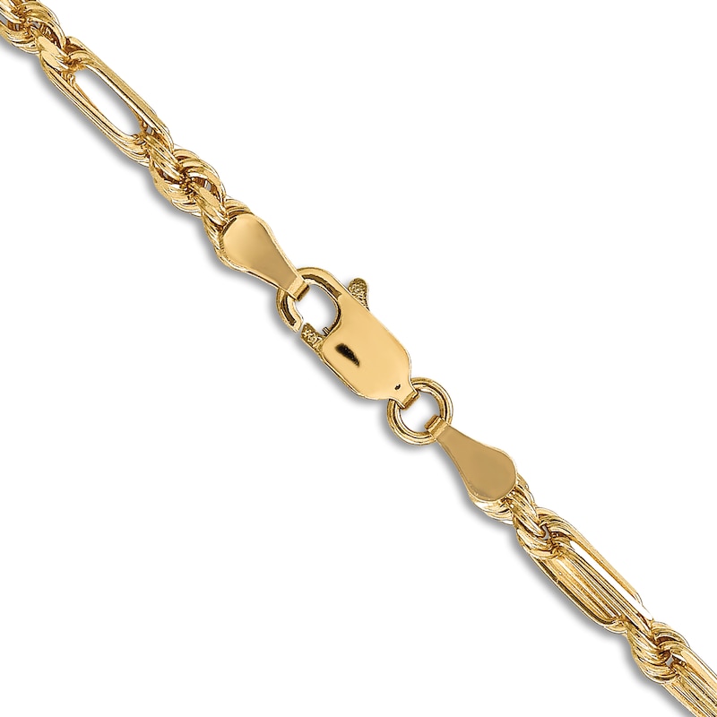 Main Image 3 of Diamond-Cut Solid Rope Chain Necklace 14K Yellow Gold 24" 3.0mm