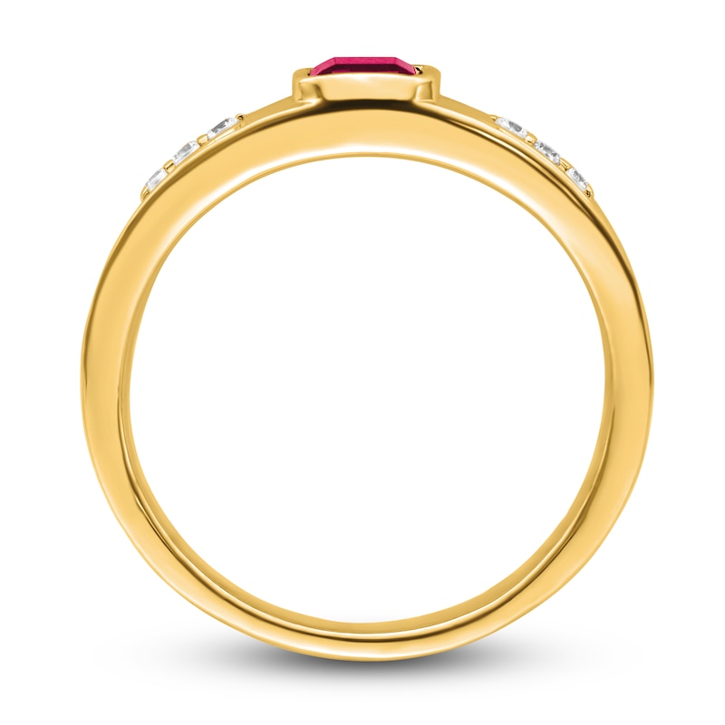 Main Image 2 of Men's Natural Ruby Ring 1/10 ct tw Round 14K Yellow Gold