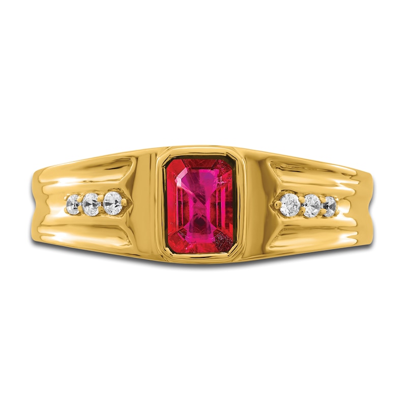 Main Image 3 of Men's Natural Ruby Ring 1/10 ct tw Round 14K Yellow Gold